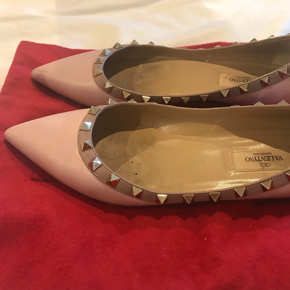 Valentino Rock Studded Pink Flat